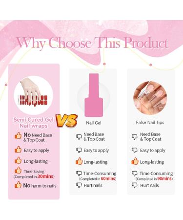 20PCS Semi Cured Gel Nails Gel Nail Stickers - Red Nail Wraps Semi Cured Gel Nails Strips - Semi Cured Gel Nail Wraps - Glossy & Long Lasting Gel Nail Stickers Need UV Light (Red) - Buy Online on GoSupps.com