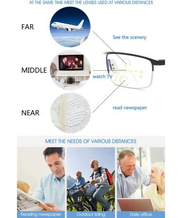 Vevesmundo Multifocus Reading Glasses Set - Blue Light Filter Metal Half Reading Aids for Men (Black Red Gold) - 3.0x Magnification - Buy Online on GoSupps.com