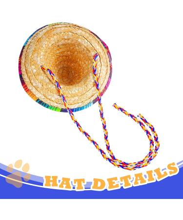 Dog Sombrero Hat & Bandana Set for Cinco De Mayo Fiesta - Multicolor Straw Mexican Hat and Pet Triangle Bib Costume - Buy Online on GoSupps.com