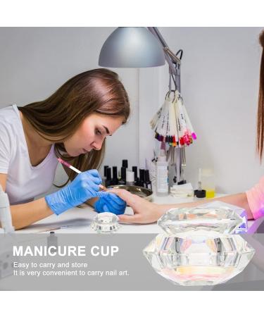 Minkissy Nail Art Dappen Dish Diamond Shape Nail Crystal Bowl with Lid for Nail Acrylic Liquid Powder (White) - Buy Online on GoSupps.com