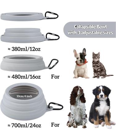 Ohmo Dog Travel Bowl | Large Portable Water Bowl - Anti-Sloppy Foldable Pet Bowl for Road Trips | Unique Design (700ml Ash) - Perfect for Travel Accessories - Buy Online on GoSupps.com