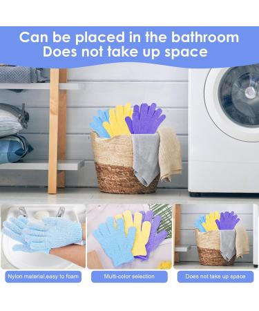 Sibba Bamboo Peeling Gloves - 6 Pack Exfoliating Body Washcloths for Shower & Spa - Luffa Massage Glove in Yellow Blue & Violet - Buy Online on GoSupps.com