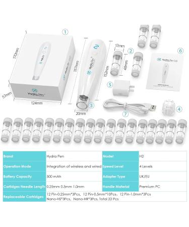 Hydra Pen H2 Microneedling Pen Professional Hyaluron Pen Serum Derma Jet Pen Serum Applicator for Home Personal Use with 22 Replacement Cartridges Needles - Buy Online on GoSupps.com