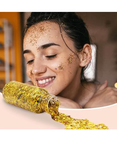 6 Bottle Glitter Set for Face & Body - Festive Makeup Gel with 3 Spoons | Christmas Masquerade & Birthday | White Gold Silver Pink Green Purple - Buy Online on GoSupps.com