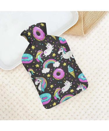 Donuts Unicorns Hot Water Bottle with Cover - Plush Hand Warmer for Adults & Kids | 26.5x15.3cm | Cozy & Cute Gift - Buy Online on GoSupps.com
