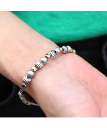 Customized Medical Alert ID Beaded Bracelet for Women | Free Engraving | Stainless Steel Personalized Emergency Identification | 6.5-8.5 Inches - Buy Online on GoSupps.com