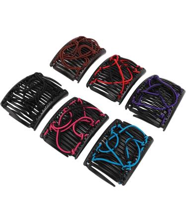 Stretchy Magic Hair Comb Double Clips Bun Maker Red Purple Blue Black Coffee Rose Elastic Comb Hair Clips for Thick Curly Thin Hair - Buy Online on GoSupps.com