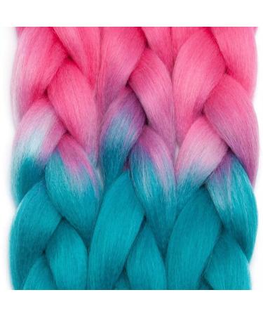 Tess Braids Extensions Blue 60 cm | Jumbo KanCalon Ombre Hair Braids for Box Braids - 100g Bundle (1 Piece Rosa/Blue) - Buy Online on GoSupps.com