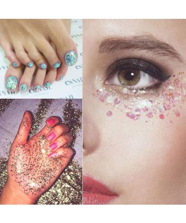 Yitla 8 Color Face Glitter Set for Festivals & Parties - Cosmetic Glitter for Body, Cheeks & Hair with Fix Gel & Brush - Buy Online on GoSupps.com