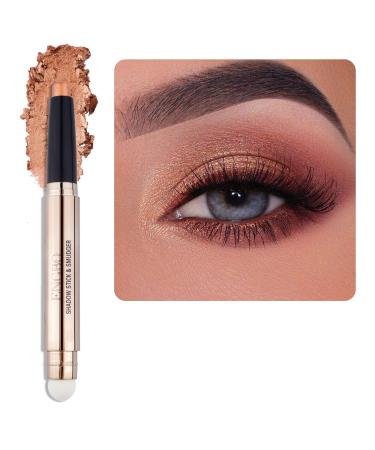 Enfuntins Shimmer Cream Eyeshadow Stick  High Pigmented Eyeshadow Pencil with Soft Smudger  Long Lasting Waterproof Eye Shadow Highlighter Stick Makeup (04 Champagne Gold)