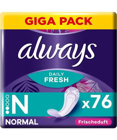 Always Dailies Slip performances women Fresh & Protect Normal (76 tying) giga pack with subtle fragrance breathable flexible and comfortable with absorbent core 76 pieces (1 Pack)