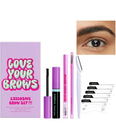  Esncddym Eyebrow set with eyebrow card eyebrow pencil kit waterproof and shatterproof eye makeup | Makeup kit with eyebrow card mascara - Buy Online on GoSupps.com