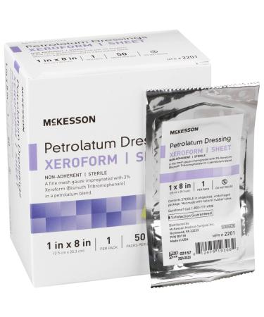 McKesson Xeroform Petrolatum Dressing - Impregnated Gauze Dressings for Burn and Wound Care - 1 in x 8 in 8 Pack