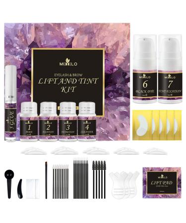 Lash Lift and Color Kit 4 in 1 Brow Lamination Kit with Black Coloring Professional Eyelash Perm Kit Including Complete Tools Long Lasting Safe and Stunning Effects For Home DIY and Salons