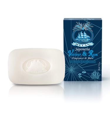 Helan Helan Vetiver & Rum Cleansing and Scented Soap for Soft and Disinfected Skin - Natural and Delicate Solid Hand and Body Soap Enriched with Sweet Almond Oil 100 g - Made in Italy
