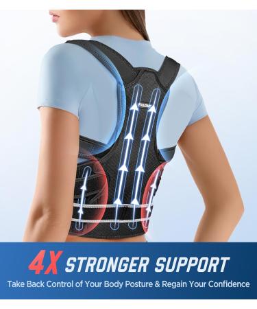 FILLOVE 4X Support Back Brace - Adjustable Posture Corrector for Men & Women | Magnetic Therapy for Back Pain Relief | Scoliosis & Hunchback Support - Black Large/X-Large - Buy Online on GoSupps.com