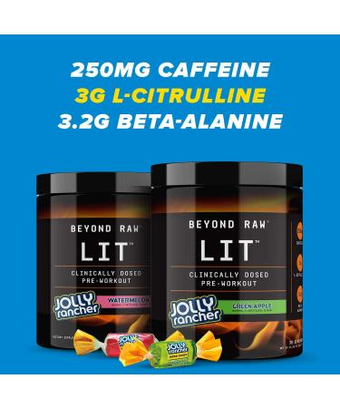 Beyond Raw LIT Pre-Workout Powder | Jolly Rancher Watermelon Flavor | 30 Servings | Caffeine, L-Citrulline, Beta-Alanine, Nitric Oxide Supplement - Buy Online on GoSupps.com