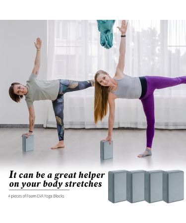 4 Pcs Soft EVA Foam Yoga Blocks | Supportive Brick for Pilates & Meditation | Non-Slip Exercise Equipment | Grey, 9x6x3 Inches - Buy Online on GoSupps.com