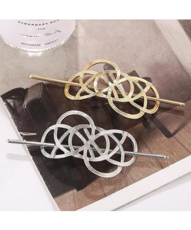 Celtic Hair Clips for Women - Vintage Hollow Metal Hairpins (Set of 4) for Weddings Parties & Office | Gold & Silver Styles - Buy Online on GoSupps.com