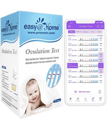 EasyHome Ovulation Test Strips, 25 Pack Fertility Tests, Ovulation Predictor Kit, Powered by Premom Ovulation Predictor iOS and Android App, 25 LH Strips 25 Count (Pack of 1)