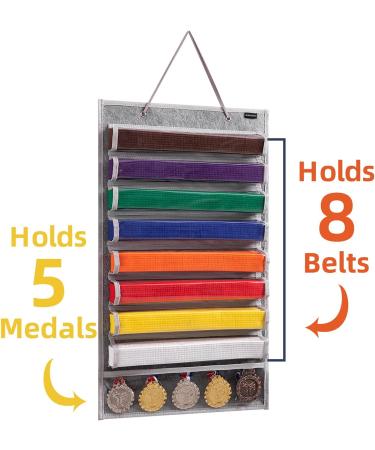 JEWERADO Karate Martial Arts Taekwondo Belt Display Holder Wall Hanging for 8 Belts  Hold 5 Medals Grey - Buy Online on GoSupps.com