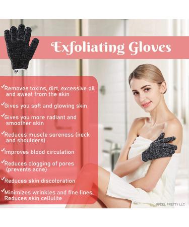Exfoliating Gloves Set with Pink Himalayan Salt Scrub - 2 Pairs Bamboo Charcoal Shower Gloves for Healthy Skin - Buy Online on GoSupps.com