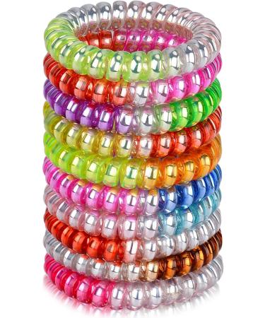 Jesslab Spiral Hair tie 10 pieces of traceless telephone cable hair tie plastic coil hair tongue ponytail holder no-damage hair accessories for girls women women color sorted (#3) - Buy Online on GoSupps.com
