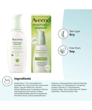 Aveeno Positively Radiant Sheer Daily Moisturizing Lotion SPF 30 for Dry Skin - 2.5 fl. oz - Buy Online on GoSupps.com