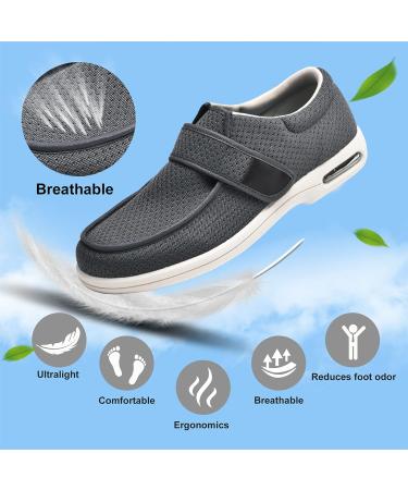 SDEQA Men's Wide Width Adjustable Diabetic Shoes for Swollen Feet - Size 10 F - Buy Online on GoSupps.com