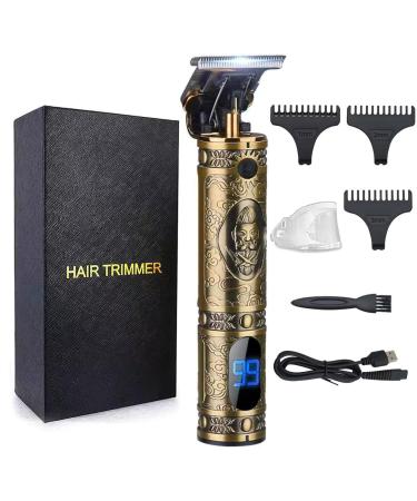 NEENCE Hair Trimmer for Men,Hair Clippers for Men Zero Gapped Trimmers Professional Hair Clippers Mens Cordless Rechargeable T-Blade Trimmer T Outline Trimmer Haircut Kits Barber Bronze 1 Gloden