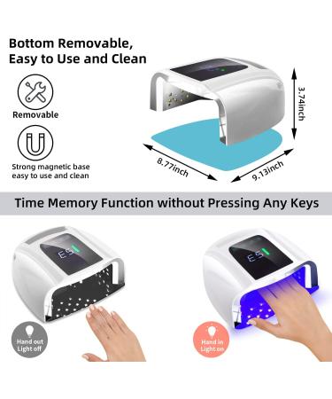 SUNYDOO 96W Rechargeable UV LED Nail Lamp - Cordless & Professional Curing Lamp for Fingernail and Toenail - Auto Sensor & Quick Dry - White - Buy Online on GoSupps.com