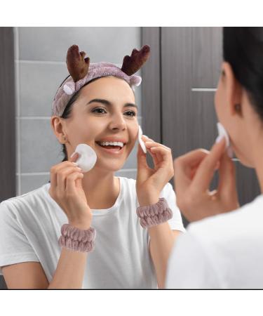 3 Pieces Face Headband and Wrist Straps Set for Washing Face Spa Cute Antler Makeup Headbands Soft Elastic Facial Care hairband Fluffy Headband Wristbands for Women Girls Shower Sports Makeup Bath One Size Coffee - Buy Online on GoSupps.com