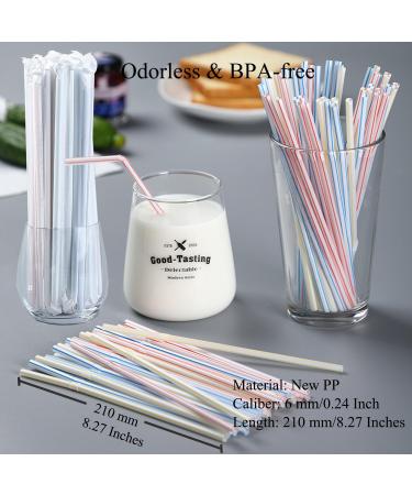 FOREVERIE 500 Counts Individually Wrapped Disposable Straws Plastic for Drinking Flex & Bendy Common 0.24 Inch Calibre 8.27 Inches Length Striped Color Soft Thin Bulk Package - Buy Online on GoSupps.com