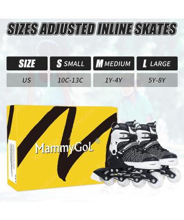 MammyGol Adjustable Inline Skates for Kids with Illuminating Wheels - Beginner Roller Blades for Youth - Black, Large (5-8 US) - Buy Online on GoSupps.com