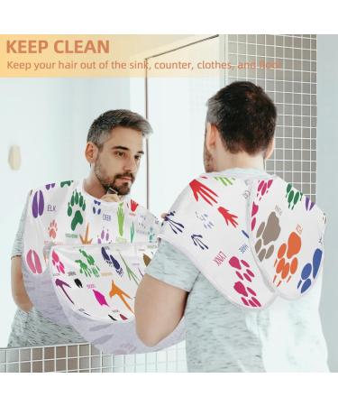 Animals Paw Print Beard Bib Apron - Waterproof Hair Catcher for Men | Non-Stick Grooming Cape with Suction Cups | Perfect Gift for Shaving & Trimming - Buy Online on GoSupps.com