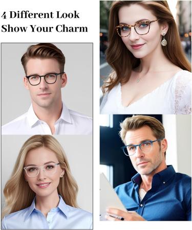 Luff Reading Glasses for Men & Women - Blue Light Blocking Computer Glasses Round Oversized with Spring Hinges - 4 Pack Mix Colors 2.0x 33 Dioptria - Glare Protection for Gaming & Visual Comfort - Buy Online on GoSupps.com