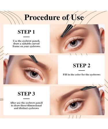3D Waterproof Microblading Eyebrow Pen Natural Brows Eyebrow Pencil with 4 Fork Tip Magical Liquid Eyebrow for Makeup Beginners (Black) - Buy Online on GoSupps.com