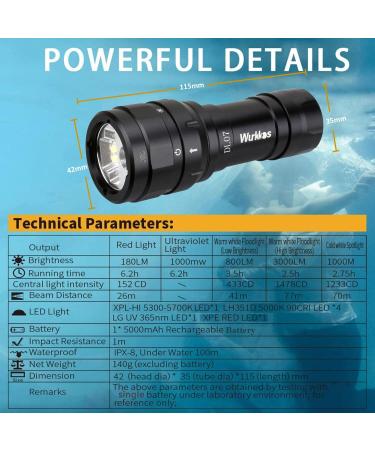 Wurkkos DL07 3000LM 100M Dive Flashlight | Rechargeable & Underwater Video Light - Buy Online on GoSupps.com