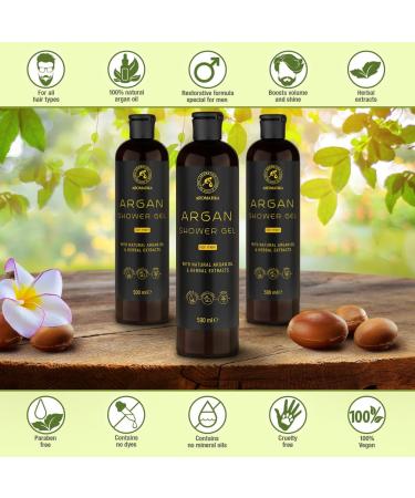 Argan Shower Gel for Men 500 ml - Shower Gel with Argan Oil and Herbal Extracts - Body Care - Cleansing and Care - Fresh Fragrance - Masculine Aroma - Body Wash for Him - Shower Gel - Buy Online on GoSupps.com