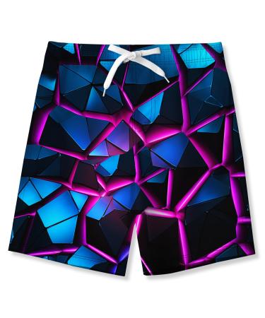 Tuonroad boys bathing shorts funny 3D print fast drying swimming trunks with mesh feed summer beach short trousers 5-14 years purple purple 11-12 years