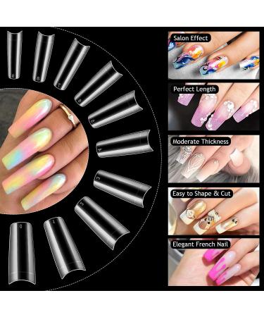 500 Pieces Artificial Nail Tips - Complete Cover French Form Nails in 10 Sizes for Women | Transparent Fake Nails for Salons & DIY - Buy Online on GoSupps.com