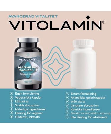 Magnesium VITOLAMIN 200 Vegetarian Capsules | 100% Natural Pure Magnesium Citrate Supplement | Essential for Muscles and Nerves - Buy Online on GoSupps.com