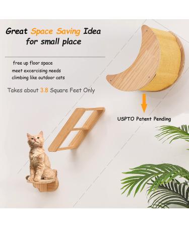 Solid Wood Cat Shelf with Hammock | Wall Climbing Perches for Indoor Cats | Moon Hammock Set - Buy Online on GoSupps.com