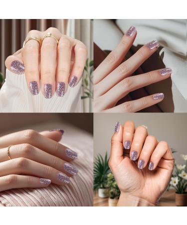 Buy Glitter Purple Pink Press On Fake Nails - 24Pcs Short Square Glue On Acrylic Manicure Kit for Women & Girls | DIY Nail Art - Buy Online on GoSupps.com