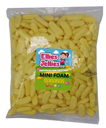Ellies Jellies Mini Foam Bananas - 500g Bag- Banana Flavor- Small Foam Sweets
