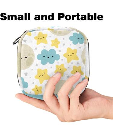 Buy Multi-Colored Women s Band Storage Bags | Portable Menstrual Pad & Tampon Holder - Moon Cloud Star Pattern | Perfect for School & Office - Buy Online on GoSupps.com