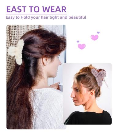 Olldag 4 PACK Large Hair Claw Clips Faux Fur Plush Hair Catch Barrette Jaw Clamp for Women (4.7 inch) - Black, White, Purple, Khaki - Buy Online on GoSupps.com