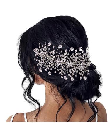 wedding tiara bridal hair piece silver rhinestone hair accessory for ladies  Rhinestone Bridal Bridesmaid Hair Comb Accessories (Silver One on the Left)