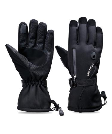 PHRIXUS Mens & Womens Ski Gloves Waterproof Winter Warm 3M Thinsulate Skiing & Snow Gloves Snowboard Snowmobile Gloves Winter Cold Weather Windproof Gloves Large Black
