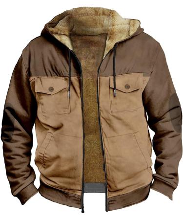 Hanxiulin Oversize Plush Jacket | Warm Lined Fleece Cardigan for Men | Lightweight Quilted Winter Coat in Khaki & Color Variants | XXL Size Available - Buy Online on GoSupps.com